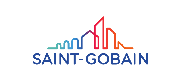 a red, blue, and orange building with a black background